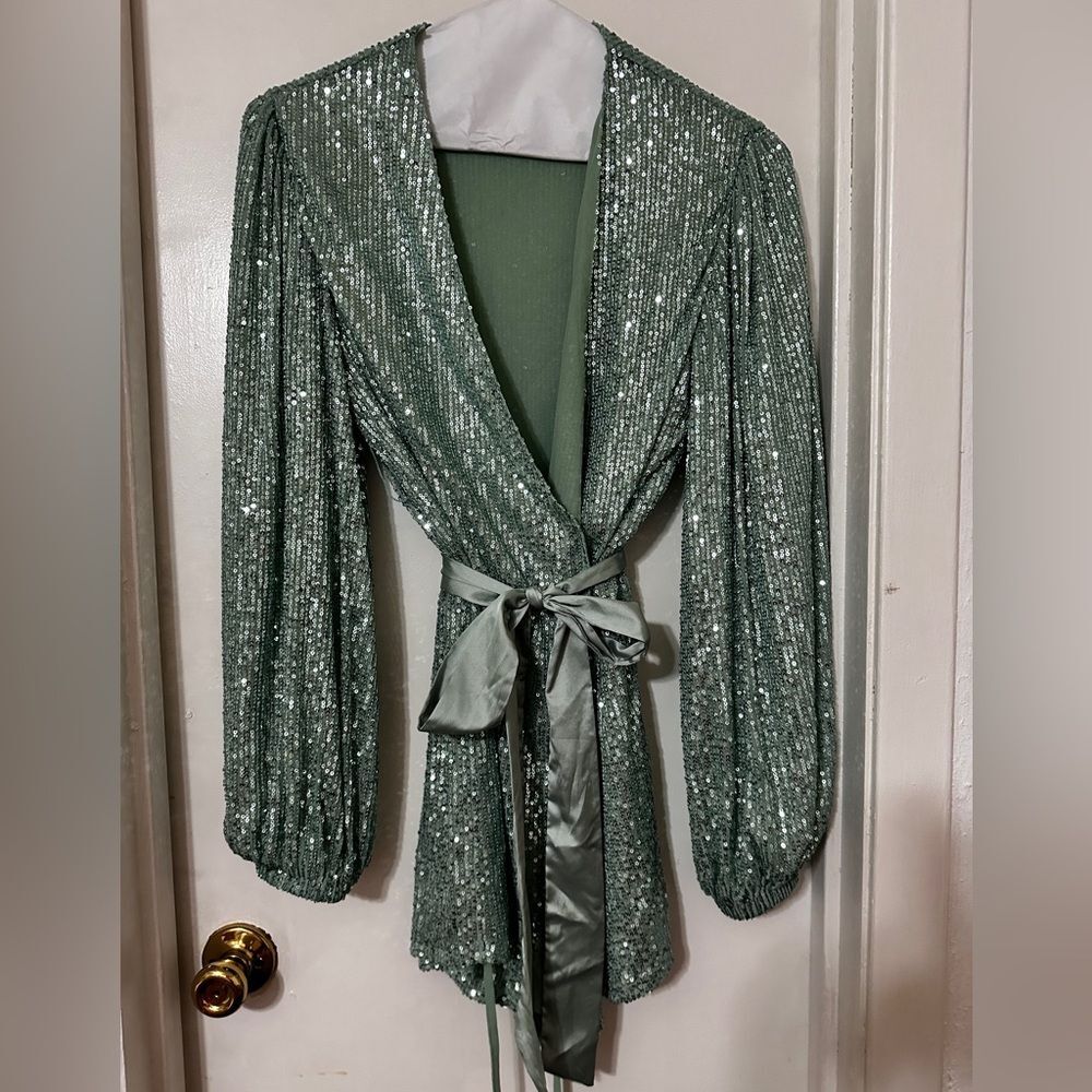 Mable dress. Sequin. Short. Ties at waist. Very flattering